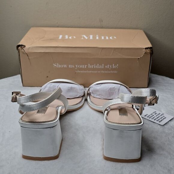 NIB Be Mine Rhinestone Buckle Satin Block Heel Sandals Sz 8 - Picture 4 of 10